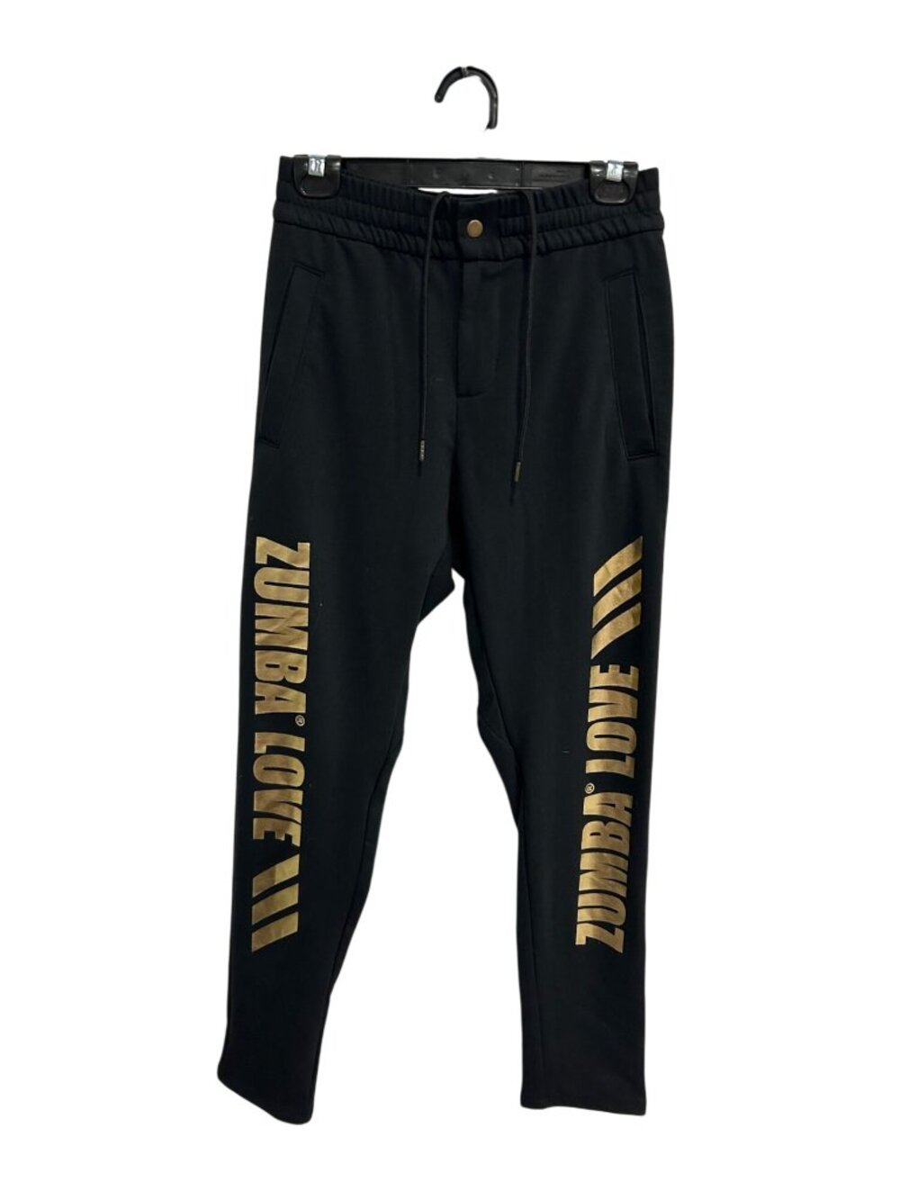 Zumba Wear Small Black Love Sweatpants Logo Drawstring Waist Cozycore Sporty NWT